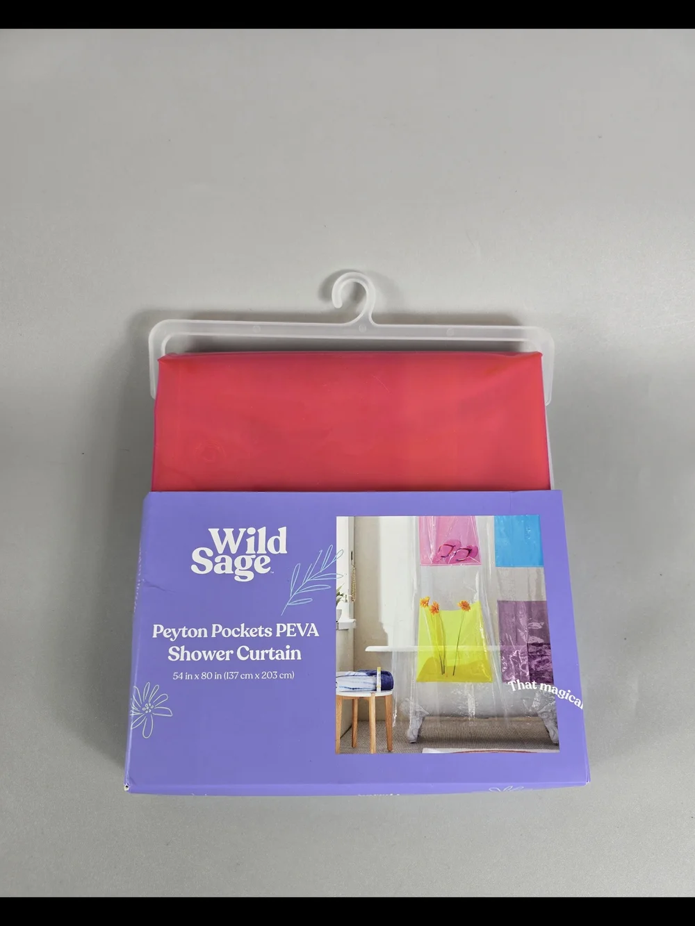Wild Sage Peyton Pockets PEVA Shower Curtain - Pink